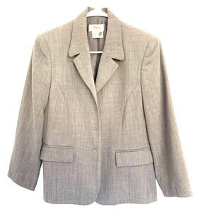Talbots Petites Pure Wool Blazer 6P Gray 4 Button Lined Business Casual Preppy